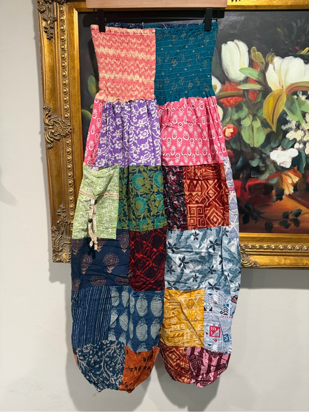 Ashley Taylor Multicolor Patchwork Boho pants jumpsuit 100 % cotton